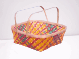 Walajapet Handcrafted Natural Coloured Bamboo Square Basket with Handle – Eco-Friendly Storage & Decor