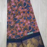 Chinnalapatti Sungudi  Double Side Zari Border Kalamkari Print Cotton Saree