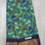Chinnalapatti Sungudi  Double Side Zari Border Kalamkari Print Cotton Saree - Image 4