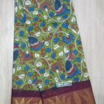 Chinnalapatti Sungudi  Double Side Zari Border Kalamkari Print Cotton Saree - Image 5