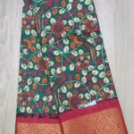 Chinnalapatti Sungudi  Double Side Zari Border Kalamkari Print Cotton Saree - Image 6