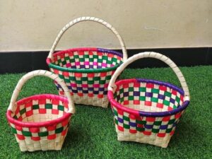 Kuzhithurai Palm Leaf Round Basket - Eco-Friendly, Set of 3 Sizes, Sustainable Storage